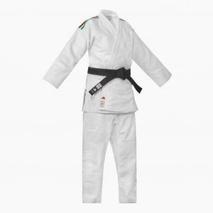 Judoga biały Adidas J730 Champion III IJF wąskie paski Włochy