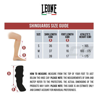 Ochraniacze piszczele Leone DNA PT177 z osłonami na stopy